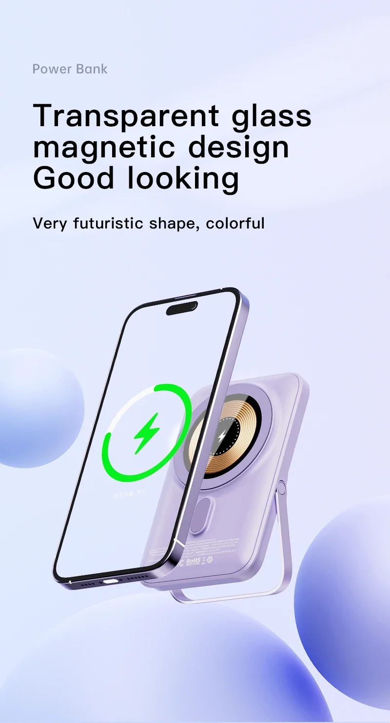 10000mah Magnetic Wireless Power Bank Fast Portable Charging Powerbank ...