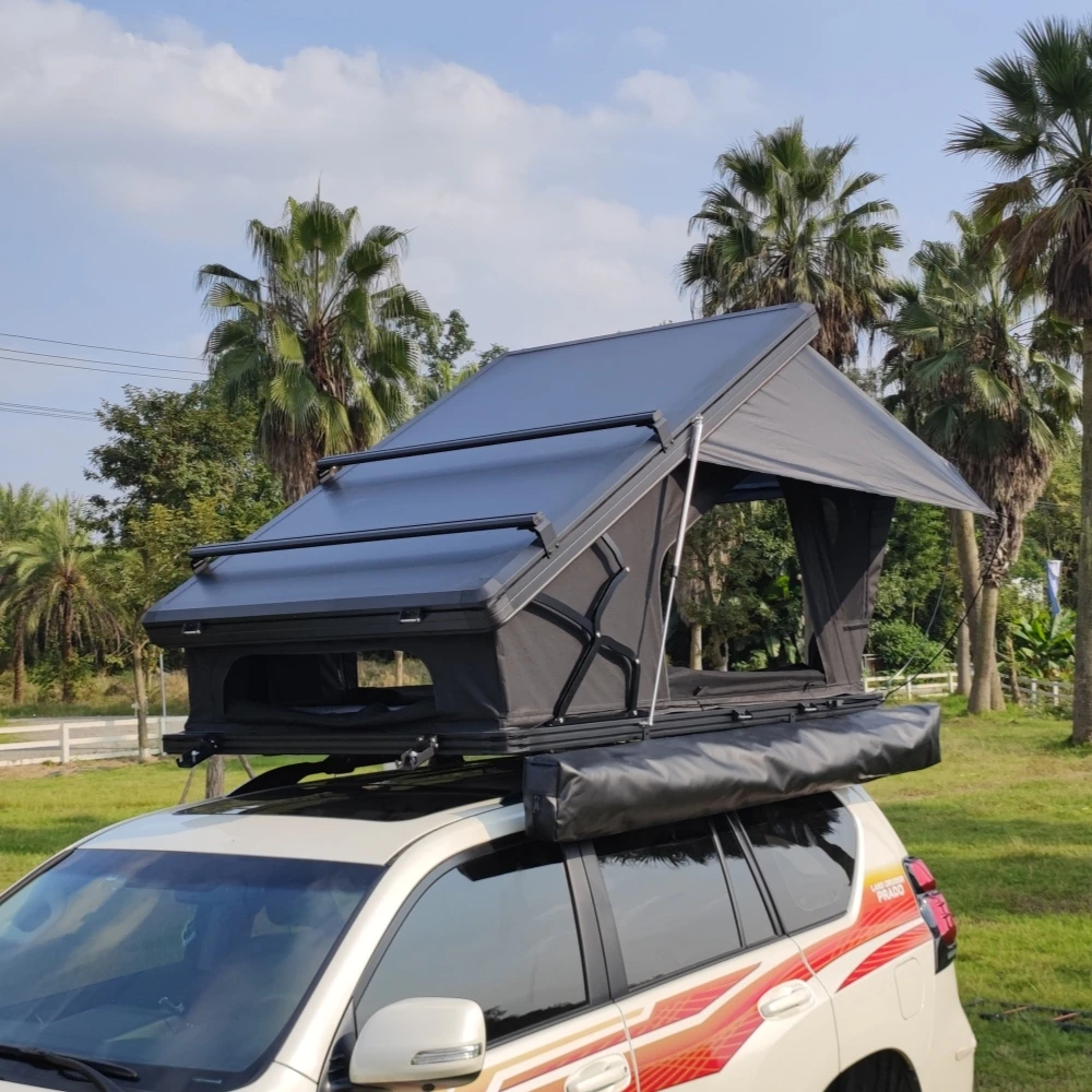 Outdoor Storage 2-3 Person Hard Shell Roof Top Tent with 420D Oxford Fabric and X Hinge Design