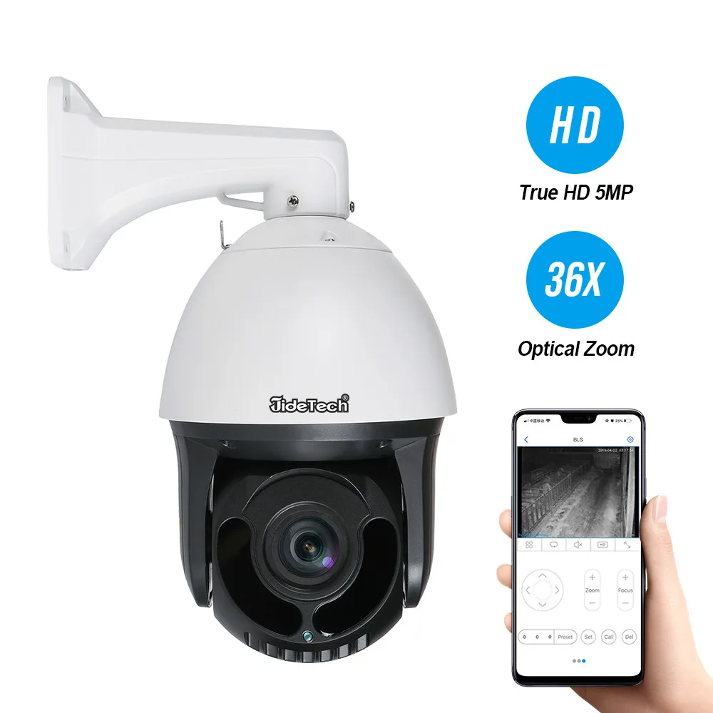 JideTech 5MP 36X Home PTZ Outdoor Security Surveillance Camera Monitor 360  Degree Human Motion Tracking IR Night Vision Camera