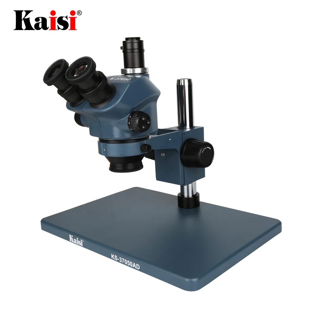 Blue Kaisi 37050AD Mobile Phone Repair Trinocular Stereo Microscope With Big Base