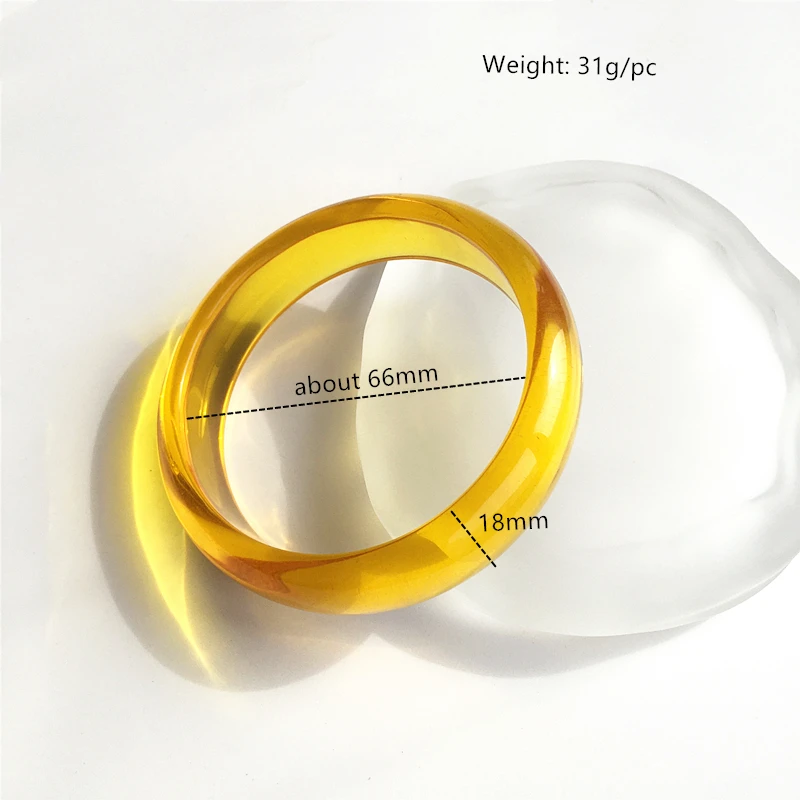 UJBOX Clear Red Green Yellow Resin Bangles for Women display picture 2