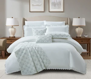 KOSMOS Customized Modern Style Elegant Simple Duvet Cover with Lace Comforter Dreamy Bedding Set Home Textiles Made of Polyester