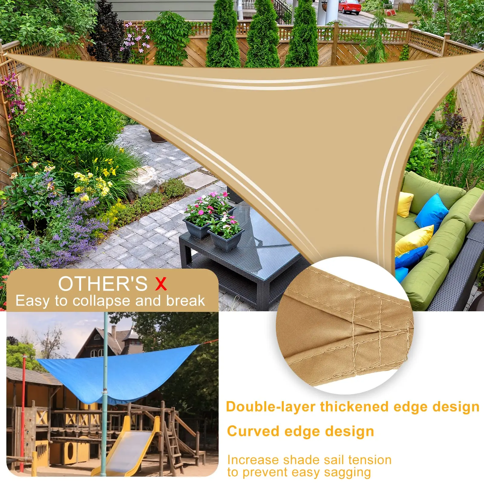 Extra Large Awning Waterproof Sun Shade Sail Garden Canopy Outdoor ...