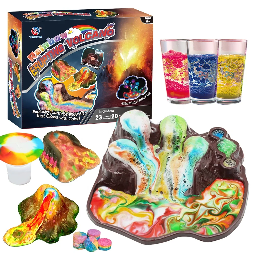 2025 Newest Volcano Making Kit Glow in the Dark Volcano Eruption Science Kit Colorful Chemical Experiment Toy for Kids