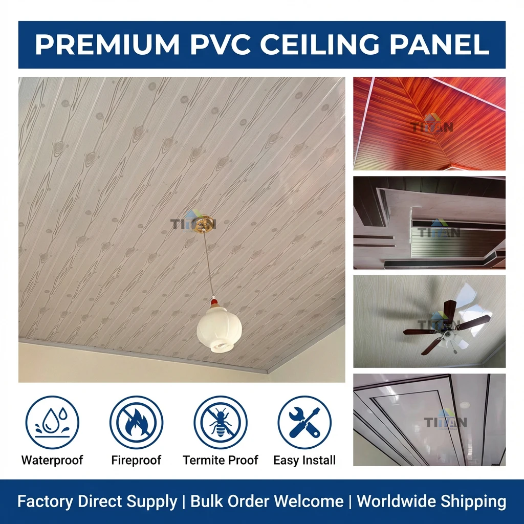 200*7.5mm Panama Tablilla Pvc Cielo Techo Wood Affect Pvc Wall Panel Plain Ceiling Wooden Pared Panel Pvc Sky Board