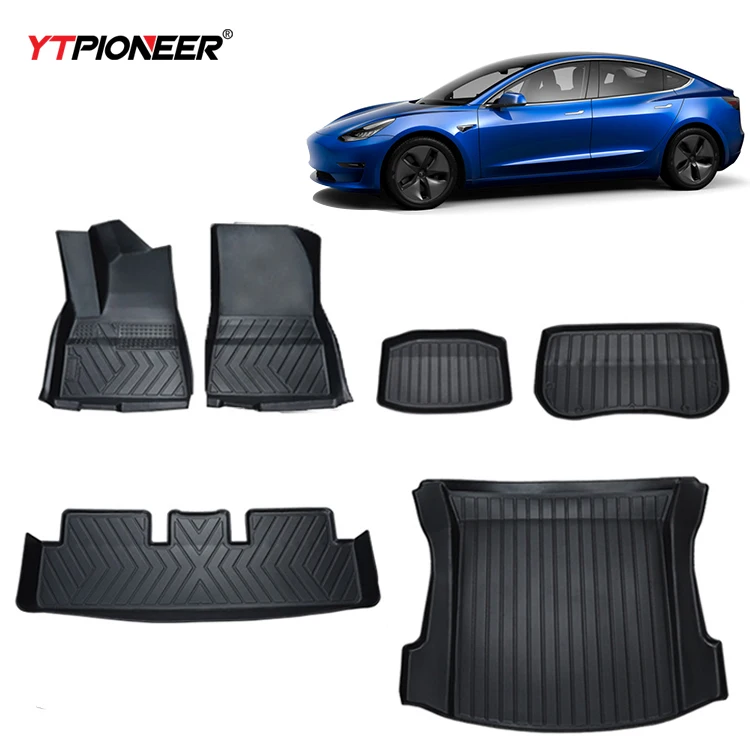 ELEMENT Precies Passende Premium 3D Rubberen Vloermatten Geschikt Voor Tesla Model Y 2020 Suv 3 Delig Zwart 625544213