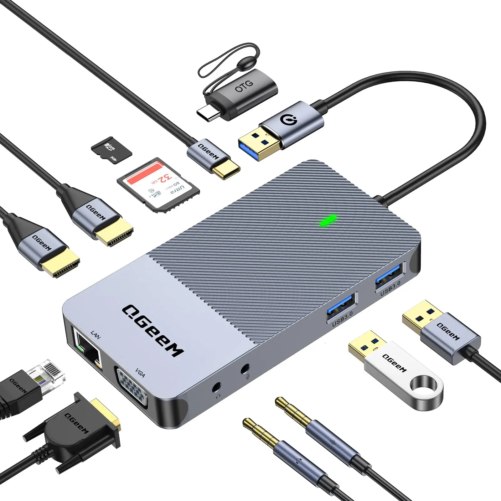 Док 0. Концентратор QGEEM USB. QGEEM 17-in-1 USB Hub 3.0 док-станция.