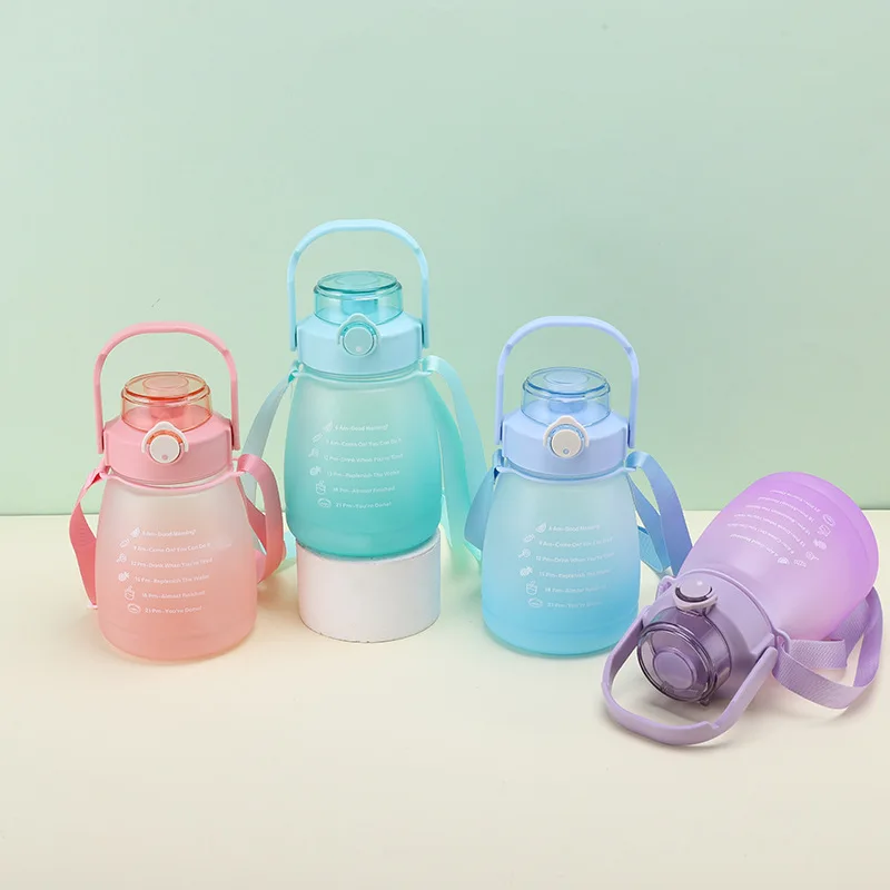 Multicolour Large Capacity 1300ml Plastic Gym  Kids School Drinking Carry Water Bottle with Strap and Phone Holder