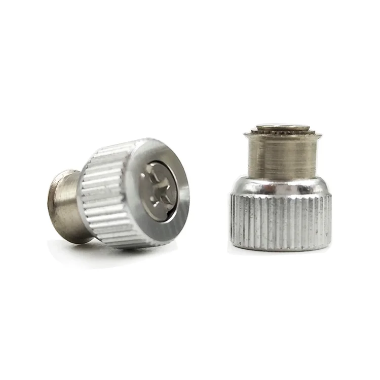 M3M4M6M8,#8-32 Stainless steel Flare-mounted Aluminium Knurling Knob Spring Loaded Screw Black Metal Cap Captive Fasteners
