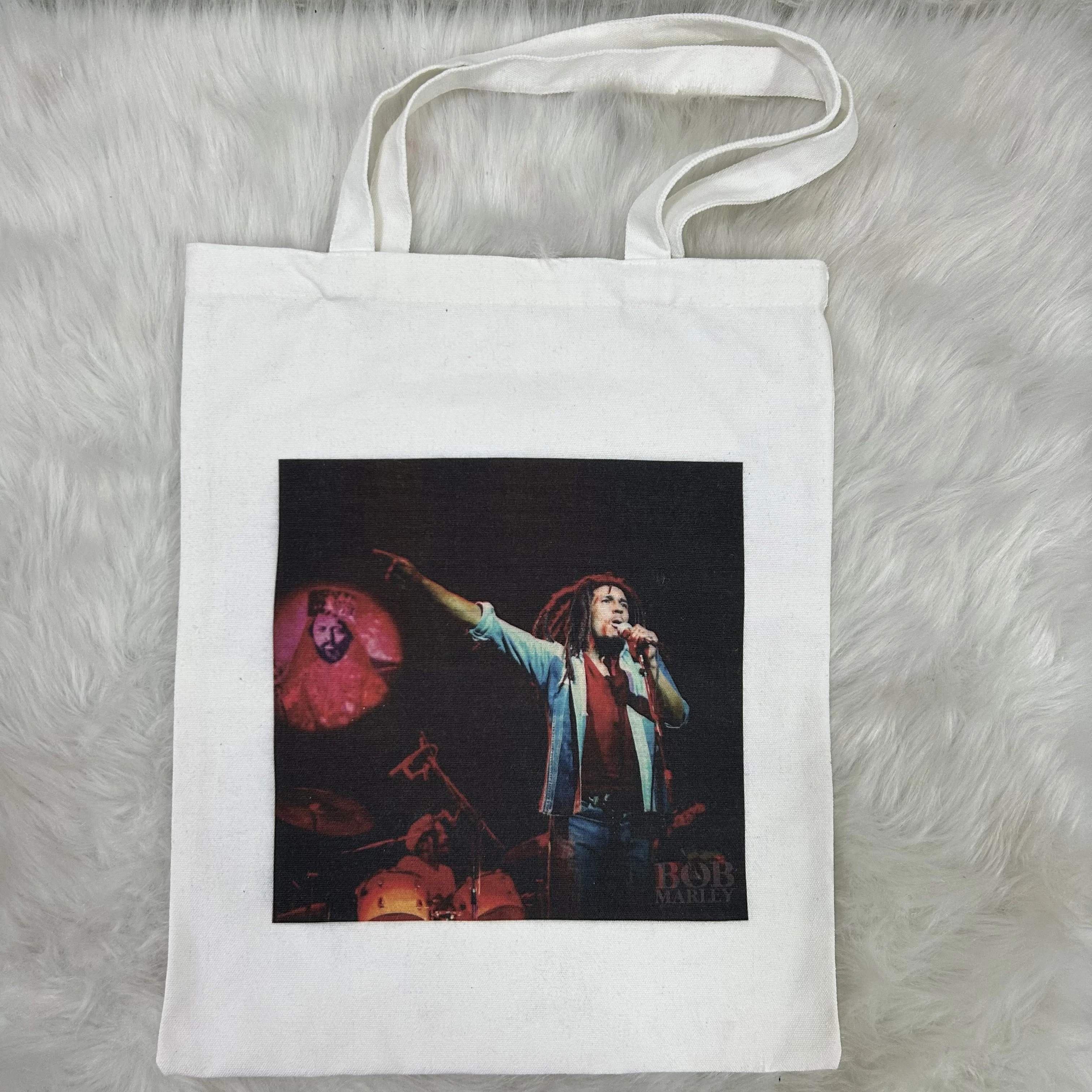 Wholesale Bob Marley Jamaica Cotton Canvas Calico Grocery Shopping 