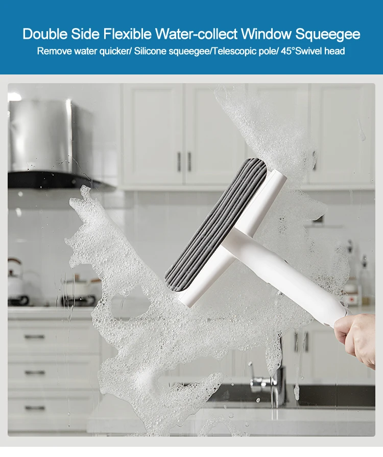 2023 New Design Window Squeegee Can Collect Water 3 In 1 Easy Comfortable Extendable Long Window