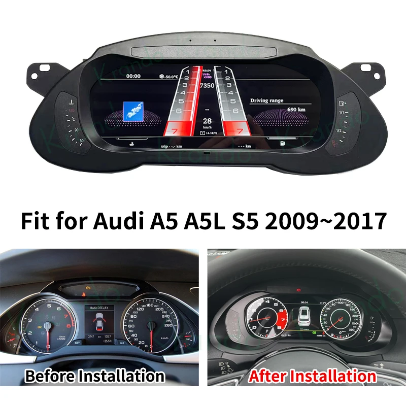 Krando 12.3 " Car Dashboard Instrument Digital Cluster For Audi A5 A5l