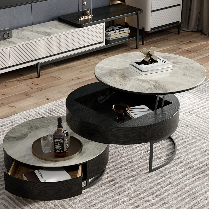 Modern Multifunctional Lift Top Coffee Table Walnut Wood Living Room Spacious Center Table Practical Sitting Room Table