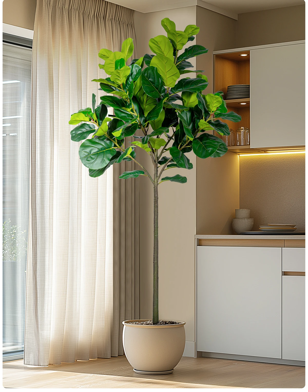 Indoor/Outdoor Decorative Plastic Ficus Pandurata Tree Similar Glass Pine Ficus Religiosa Panel for Landscape Wedding House details