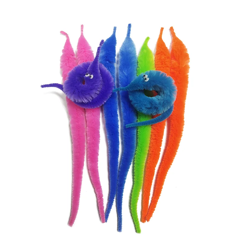 2024 Rainbow Magic Plush Fuzzy Wiggle Twist Worm Fidget Toy a Unique Lighter & Smoking Accessory