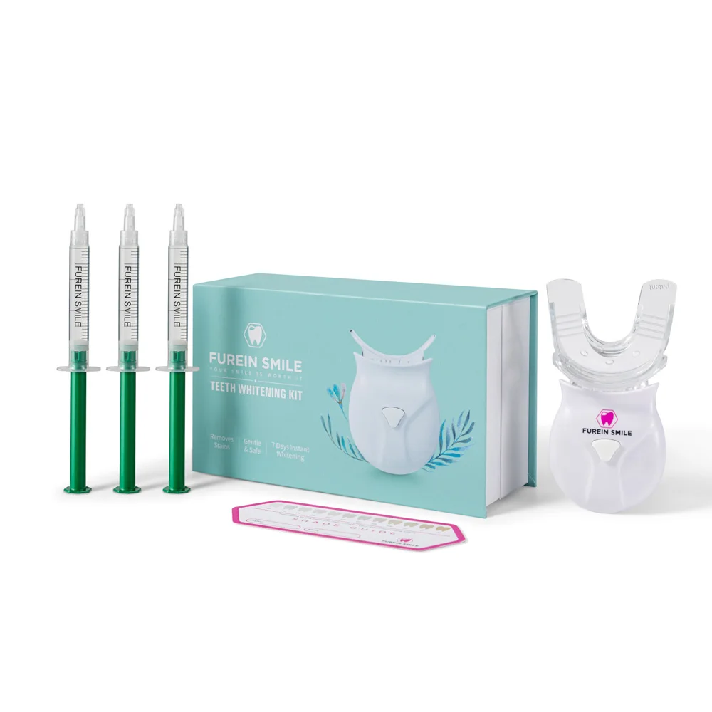 Wholesale Custom Logo 6 LED Teeth Whitening Kit with Silicone Mouth Tray and Shade Guide Removes Stains Safely