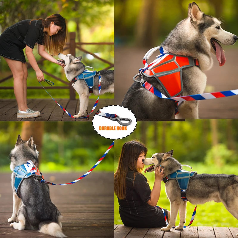 Стильный красный синий поводок для бега с логотипом собаки заготовки для сублимации карабин ремень для питомца с мягкой ручкой