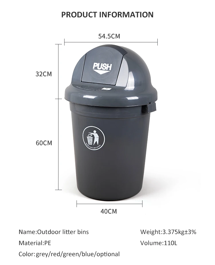 110l Plastic Round Recycling Dustbin With Push Lid For Sale Buy 110l