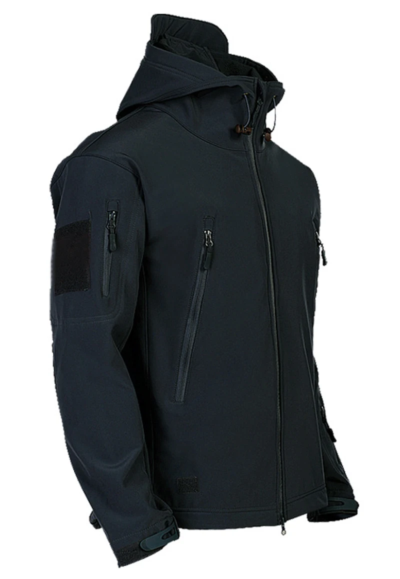 Zipper Plus Size Fleece Bomber Coats Soft Shell Jacket Men Military Windproof Waterproof Army  Hooded Jackets