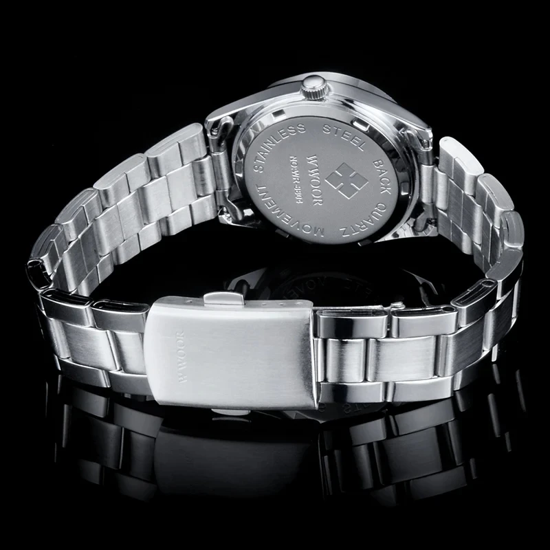 Wwoor 8804 Ladies Japan Quartz Auto Date Watch Calendar Week Display Luxury Fashion Women Clock Water Resistant Stainless Steel