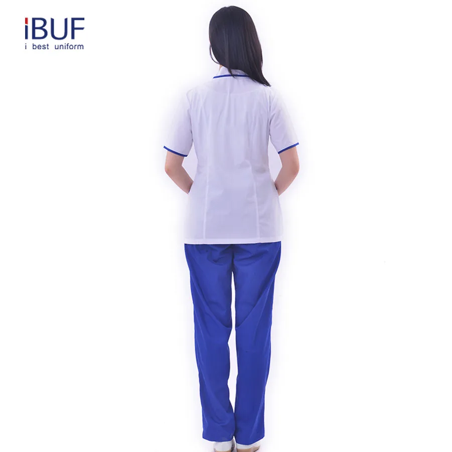Unisex Woven Scrubs Set Customizable V-Neck Short Sleeve Breathable Comfortable Medical Uniforms Hospital Doctors Nurses