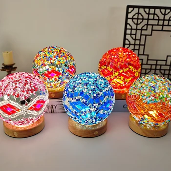 Bohemian Crystal Tactile Night Lights Mosaic Remote Control Decorative Lamps for Bedroom Baroque Style Lighting Fixtures