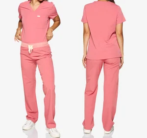 Private Label Beauty Woven Soft Stretch Custom Logo Nursing Scrub Sets Hospital Modern Ladies Medical Scrubs Uniforms