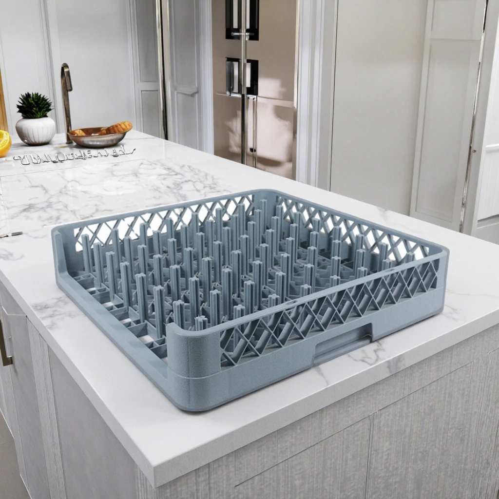 Storage Containers Compartment Glass Rack 9/16/20/25/36/49 Compartments Plastic Multifunction Plastic Dish Drainer Grey & Brown