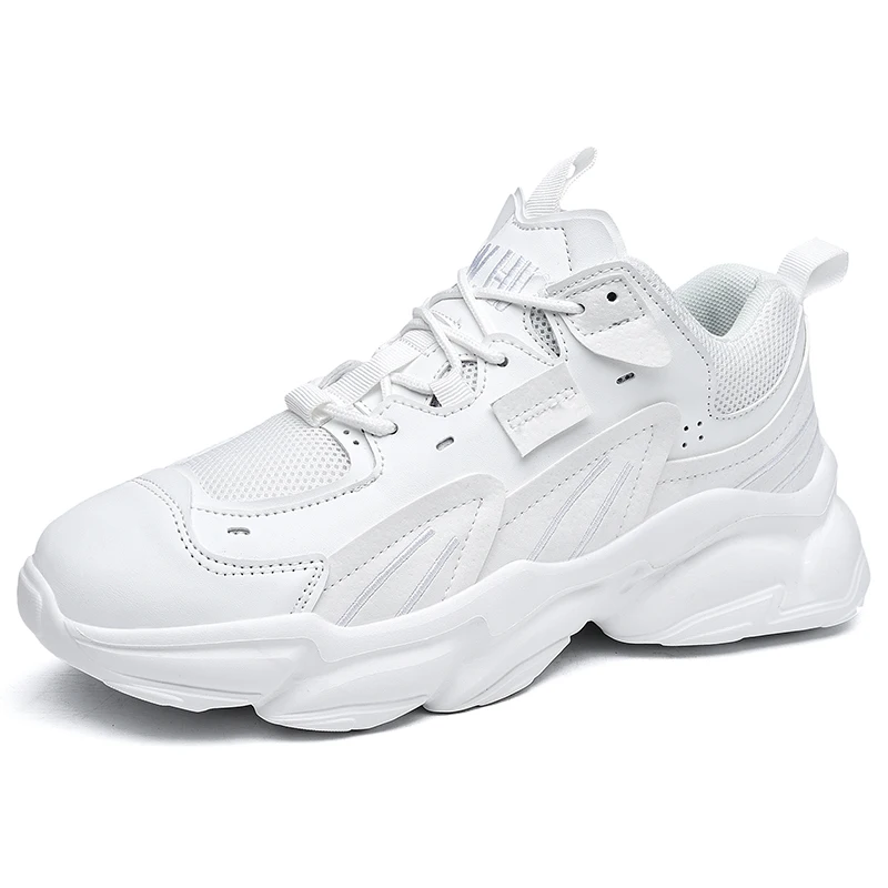 Brand Logo Custom Height Increasing Men Fashion Casual Sneakers Blank Leather Chunky Breathable Sports Running Shoes for Man