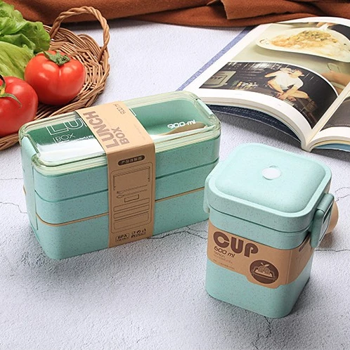900ml 3 Layers Bento Box - Sustainable & Portable Lunch Set