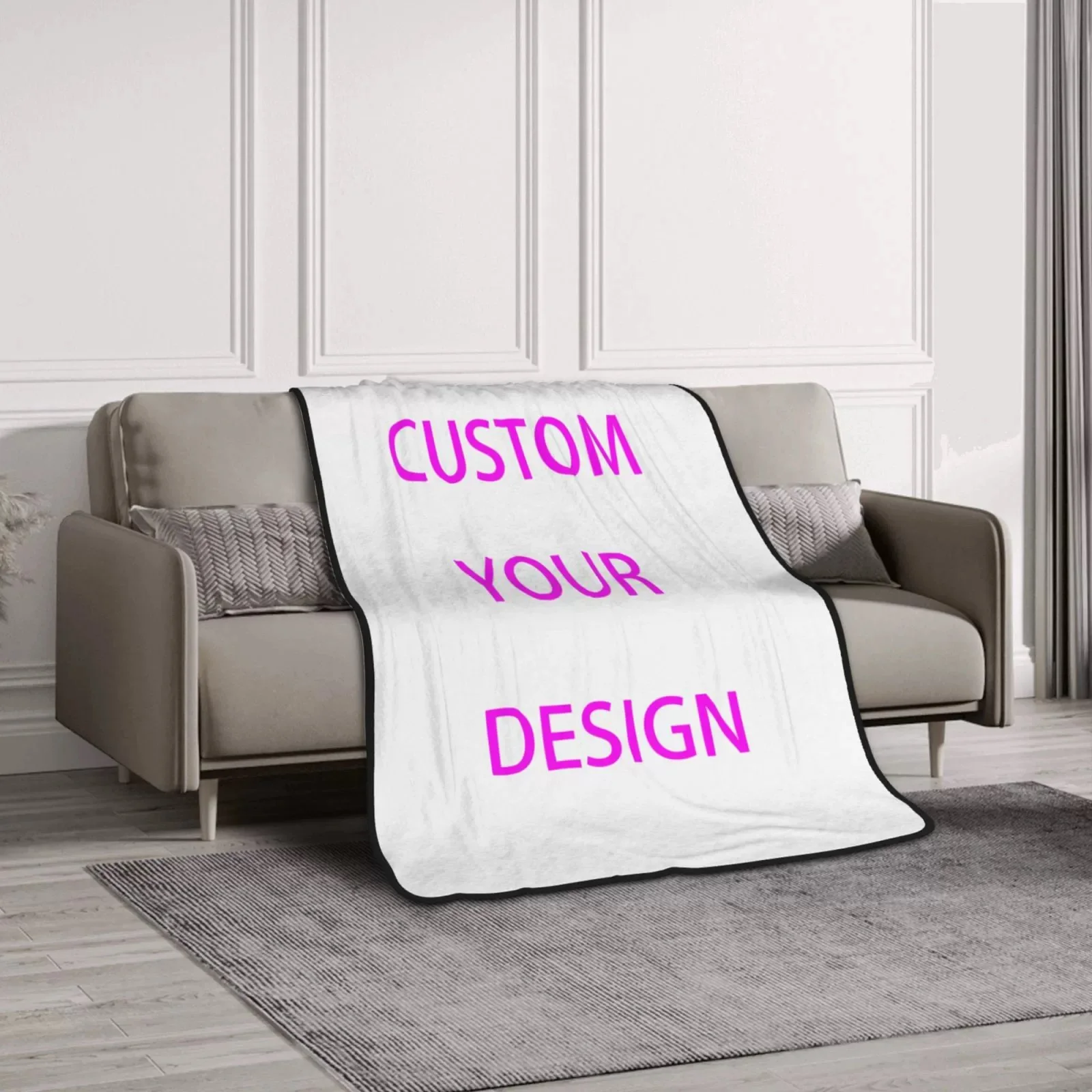 3D Printed Customize Any Logo Design Heavy Thicken 300GSM Flannel Fleece Throw Mink Blanket