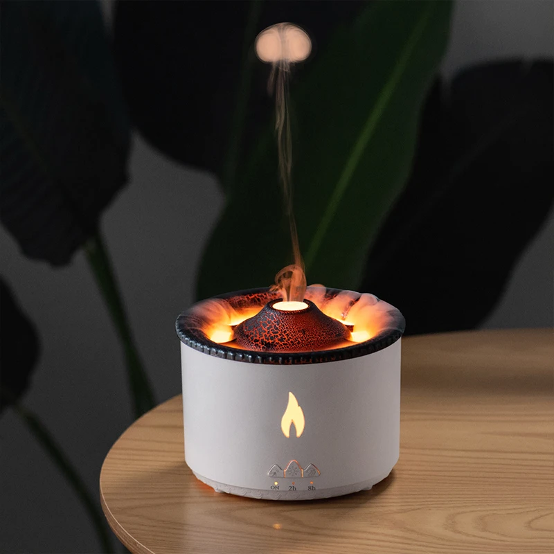 New Creative Flame Aromatherapy Diffuser 360ml Fire Volcano Jellyfish Essential Oil Diffusers DC24V Ultrasonic Air Humidifier