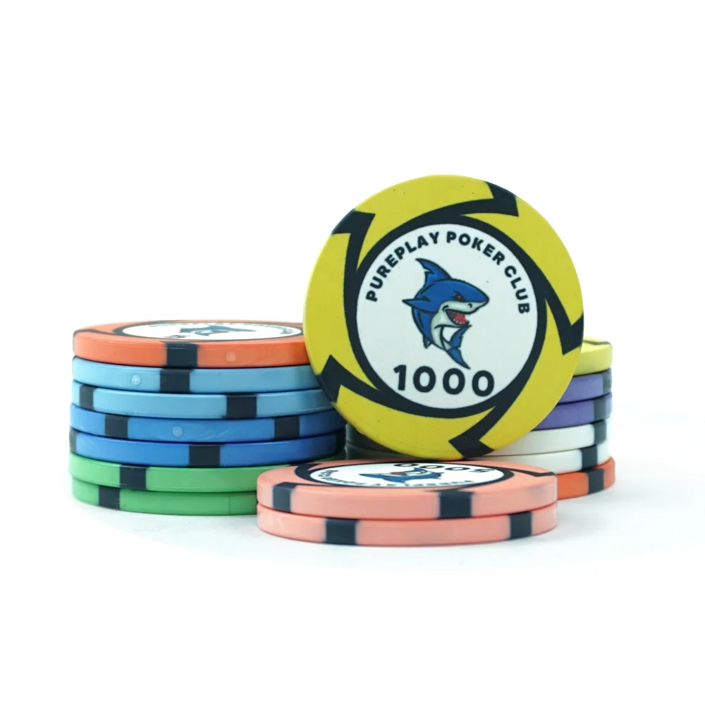 卸売サメデザインセラミックポーカーチップ12g 43mm pureplayポーカー