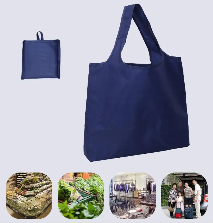 2023 Custom Logo Recyclable Polyester Folding Tote Bags 210 Rip Stop