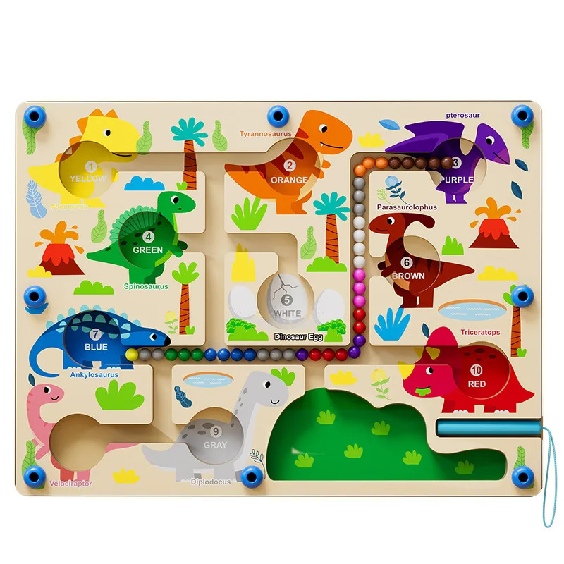 Montessori Magnetic Animal Maze Wooden Magnet Puzzles Board Sensory Activities Counting Matching Games Sorting Toys For Kids