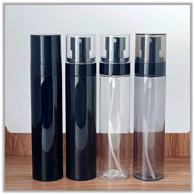 Wholesale 60ml 80ml 100ml 120ml Black Fine Mist Black Spray Bottle PET Flat Top Plastic Bottle High Quality Black Plastic Bottle