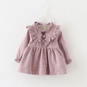 Wholesale Kids Clothing Cotton Corduroy Long Sleeve Baby Girl Dress