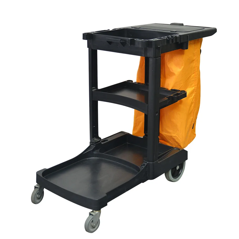 Commercial Multifunctional Janiror Equipment Hotel Hospital Cleaning Room Service Plastic Maid Trolley Housekeeping Cart factory