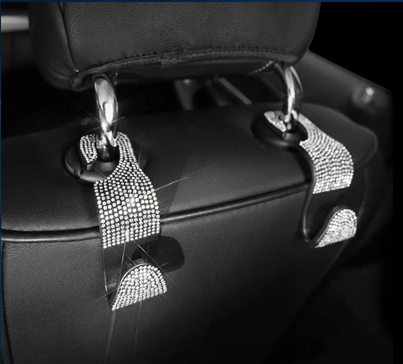 Diamond Bling Car Seat Hooks Strong Durable Back seat Holder Hangers Clips