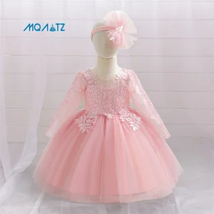 MQATZ Summer Dress for 3-Year-Old Kids Baby Frock Design with Free Headband for Wedding or Birthday Parties-LAL02