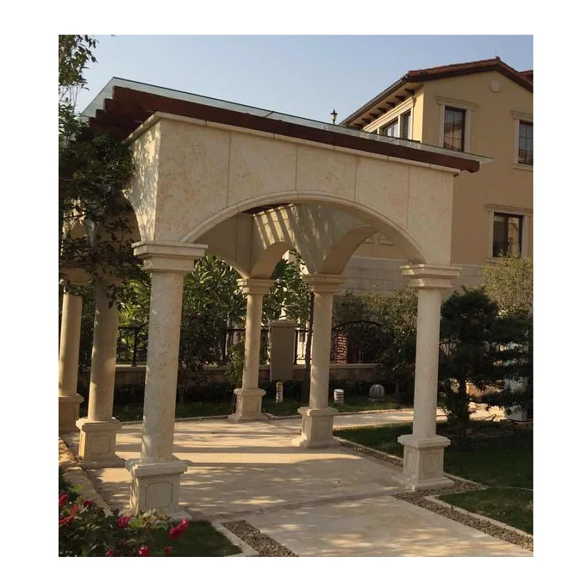 Customized Project Tan Brown Granite Square Column Cover, Roman Square Marble Stone Home Gate Pillar Design