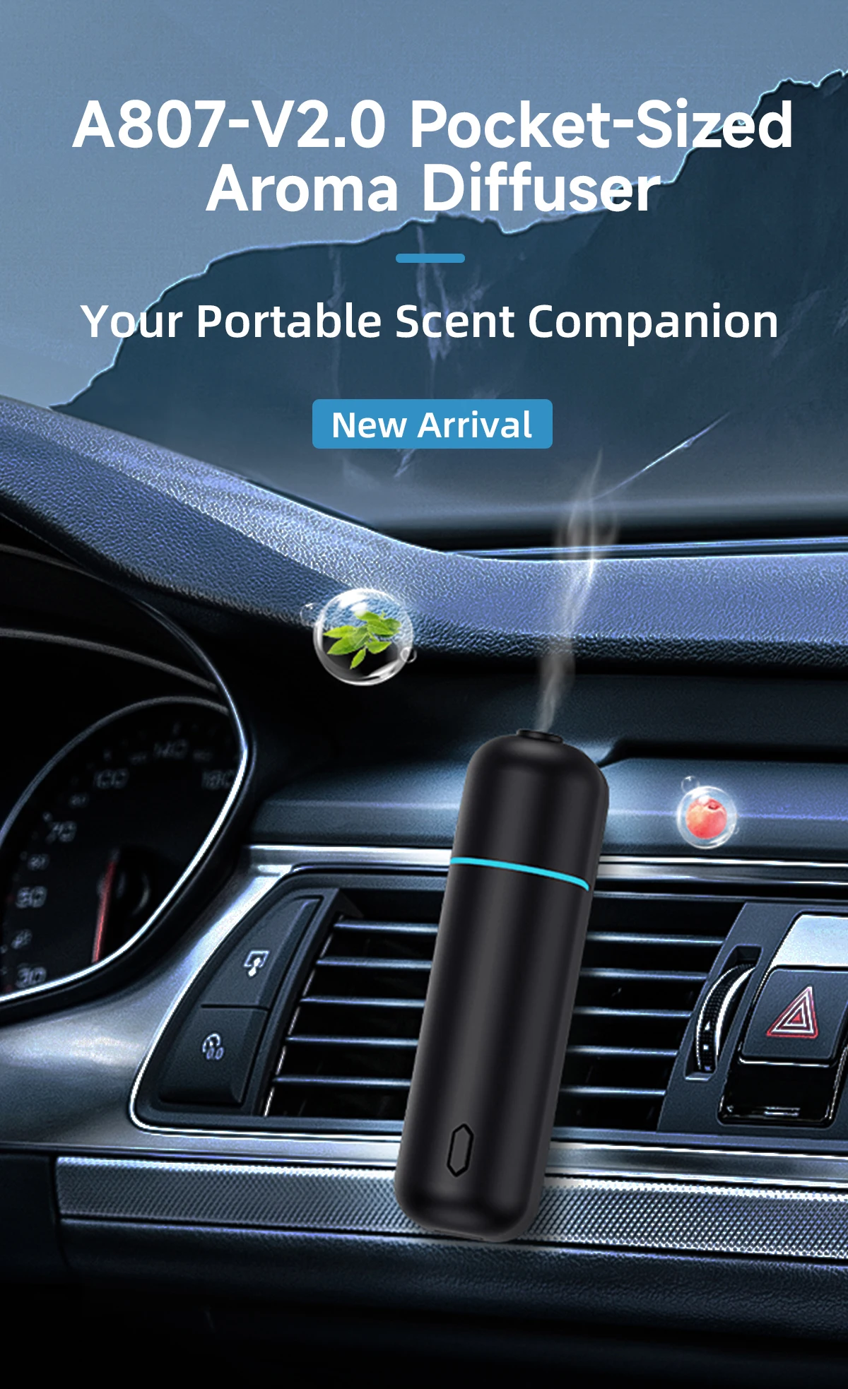Luxury Smart Car Air Freshener Diffuser USB Rechargeable Vent Placement ...