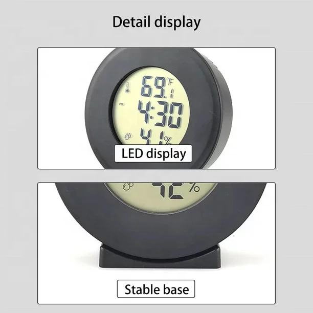 Digital Alarm Clock With LCD Display Thermometers Hygrometer Digital Temperature Humidity Monitor