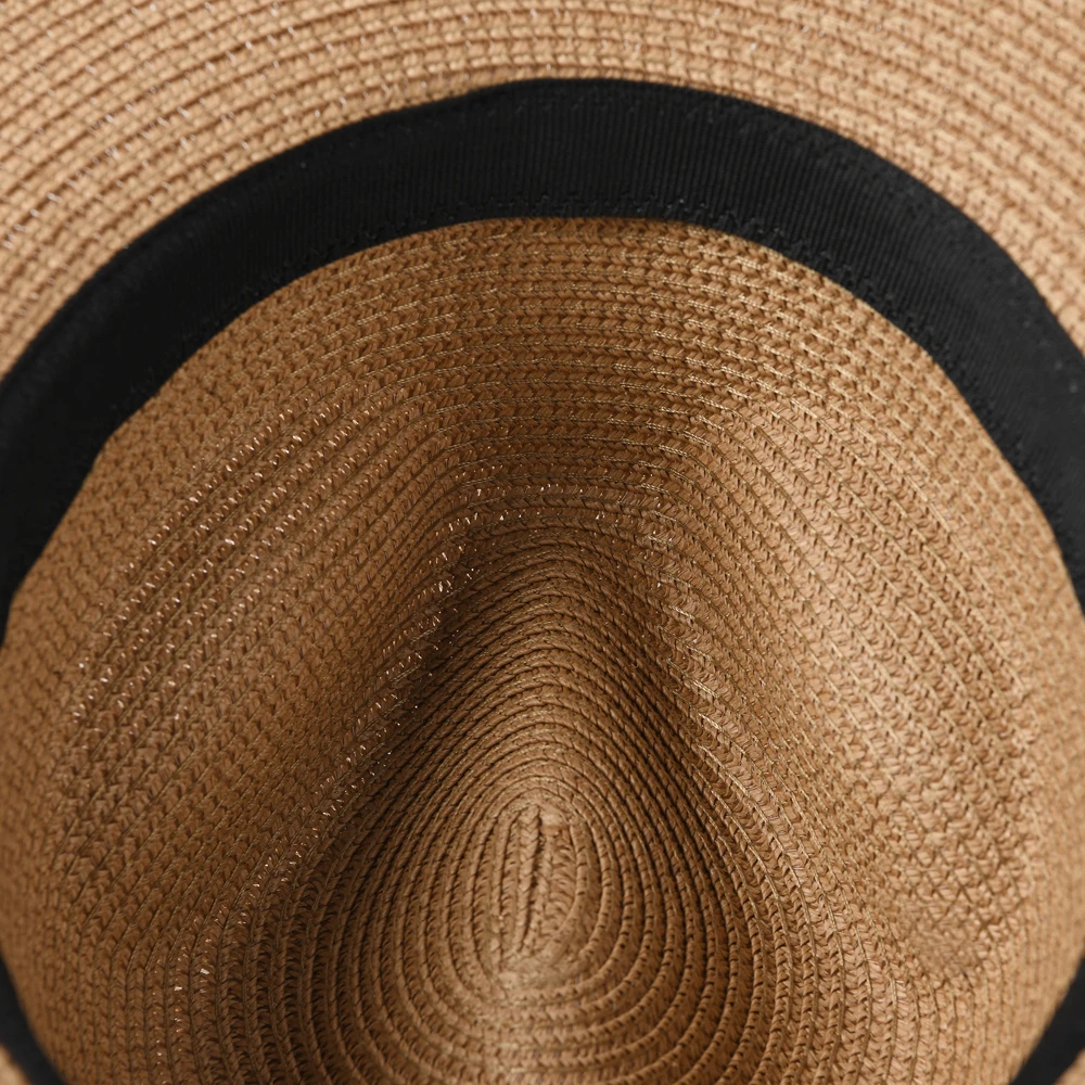 Wholesale Custom Logo Summer Panama Fedora Straw Hat Wide Brim Roll Up ...