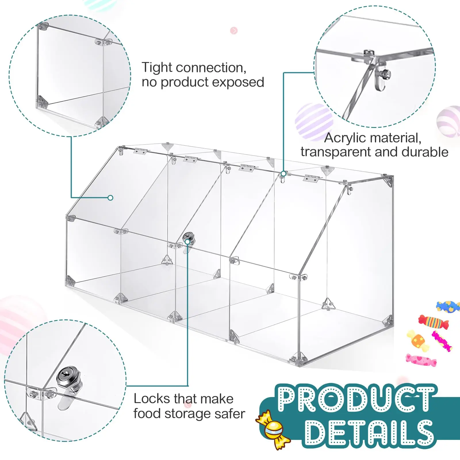 Factory Wholesale Customized High Quality Multi-Purpose Candy Storage Boxes Candy Dispenser Clear  Acrylic Candy Storage Boxes