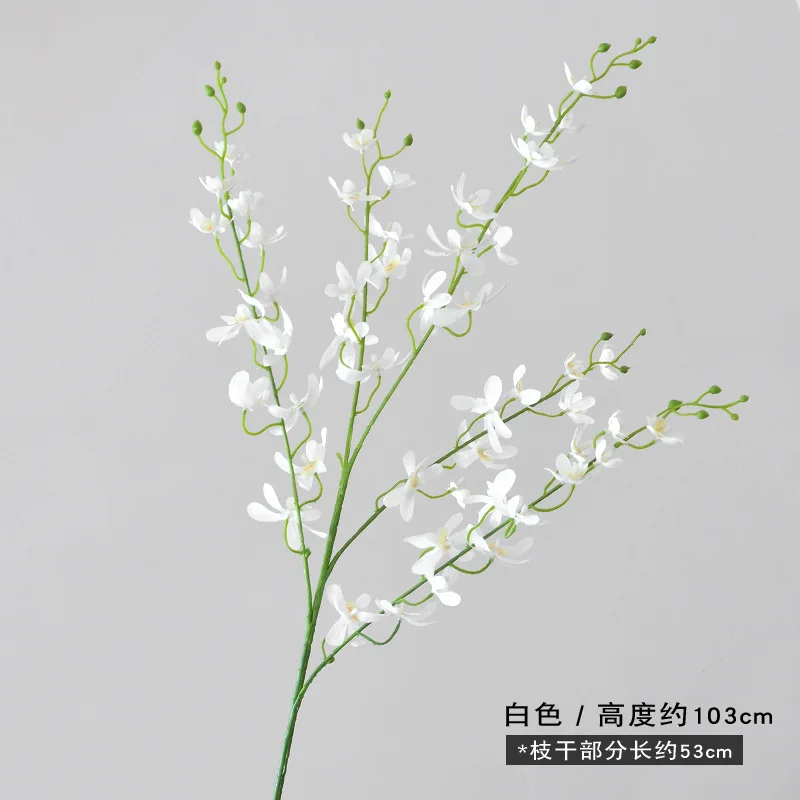 Gumolutin 人工シルクベルオーキッドフラワー 3個 長い茎 カンパニュラ フェイクカンタベリー マウンドリリー ホームオフィス 屋内 屋外 パーティー ウェディ 造花 シルクフラワーの胡蝶蘭の鉢植え 3本立 CT触媒 ホワイト