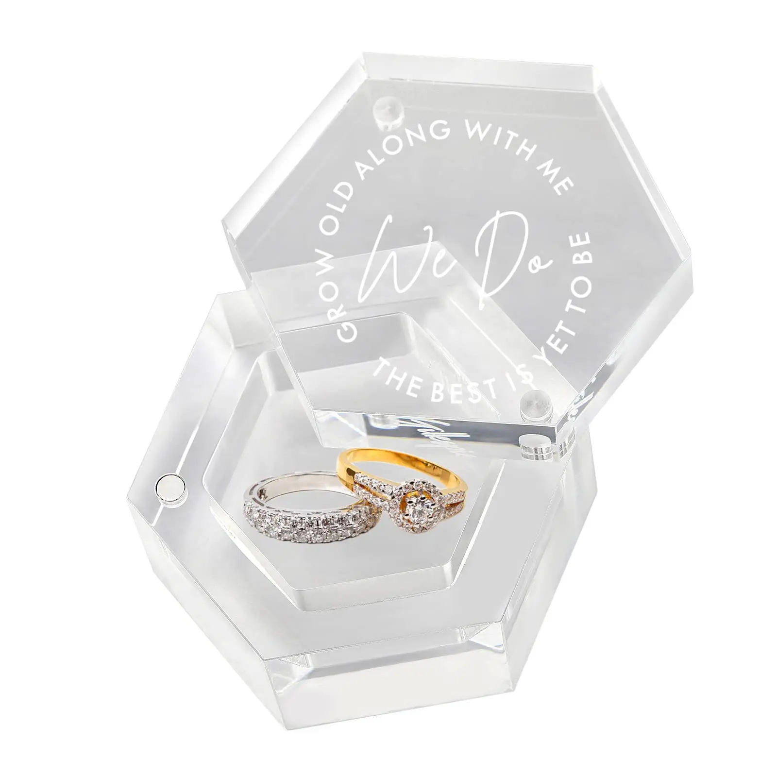 Custom Clear Acrylic Wedding Ring Box Personalized Wedding Ring Holder for Ceremony Engraved Romantic Ring Bearer Box details