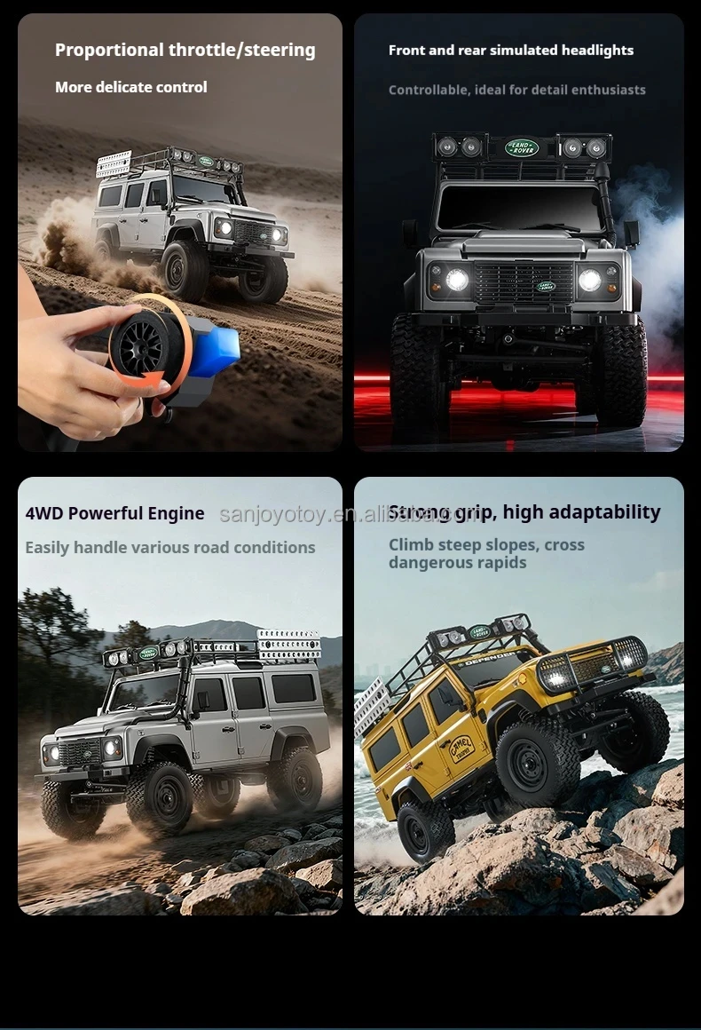 MN111C Rc Car 1:18 4WD Land Rover Defender Full Scale Off-Road Vehicle Mn Model High Speed Simulation Climbing Toys Boys Gifts