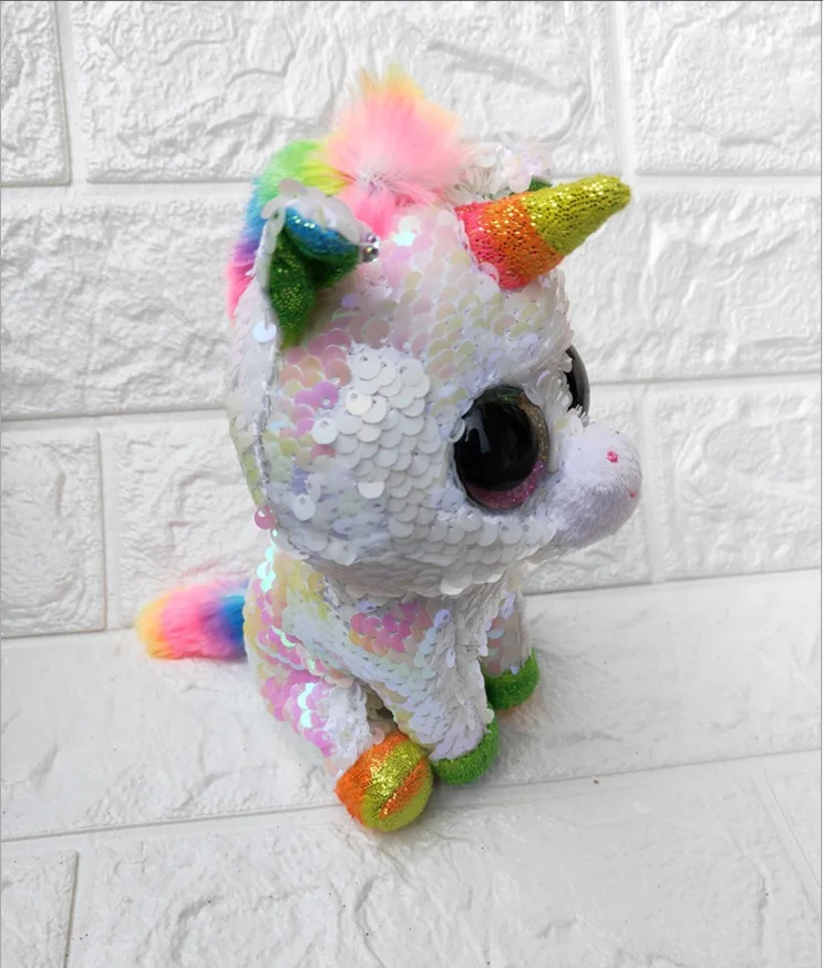 Xux Plush Cute Sequin Unicorn Owl Horse Rabbit Big Eyes Sequin Animal ...