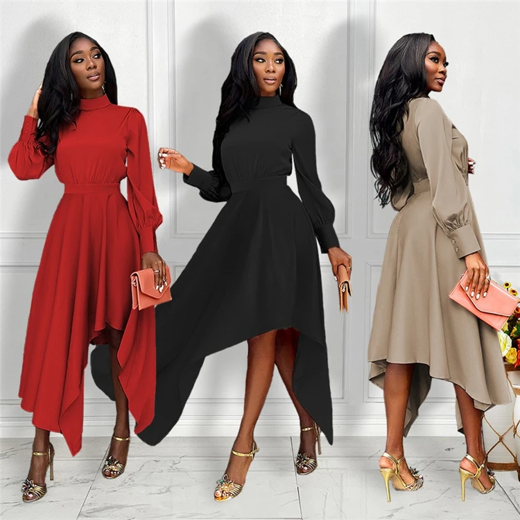 solid color midi dresses with sleeves